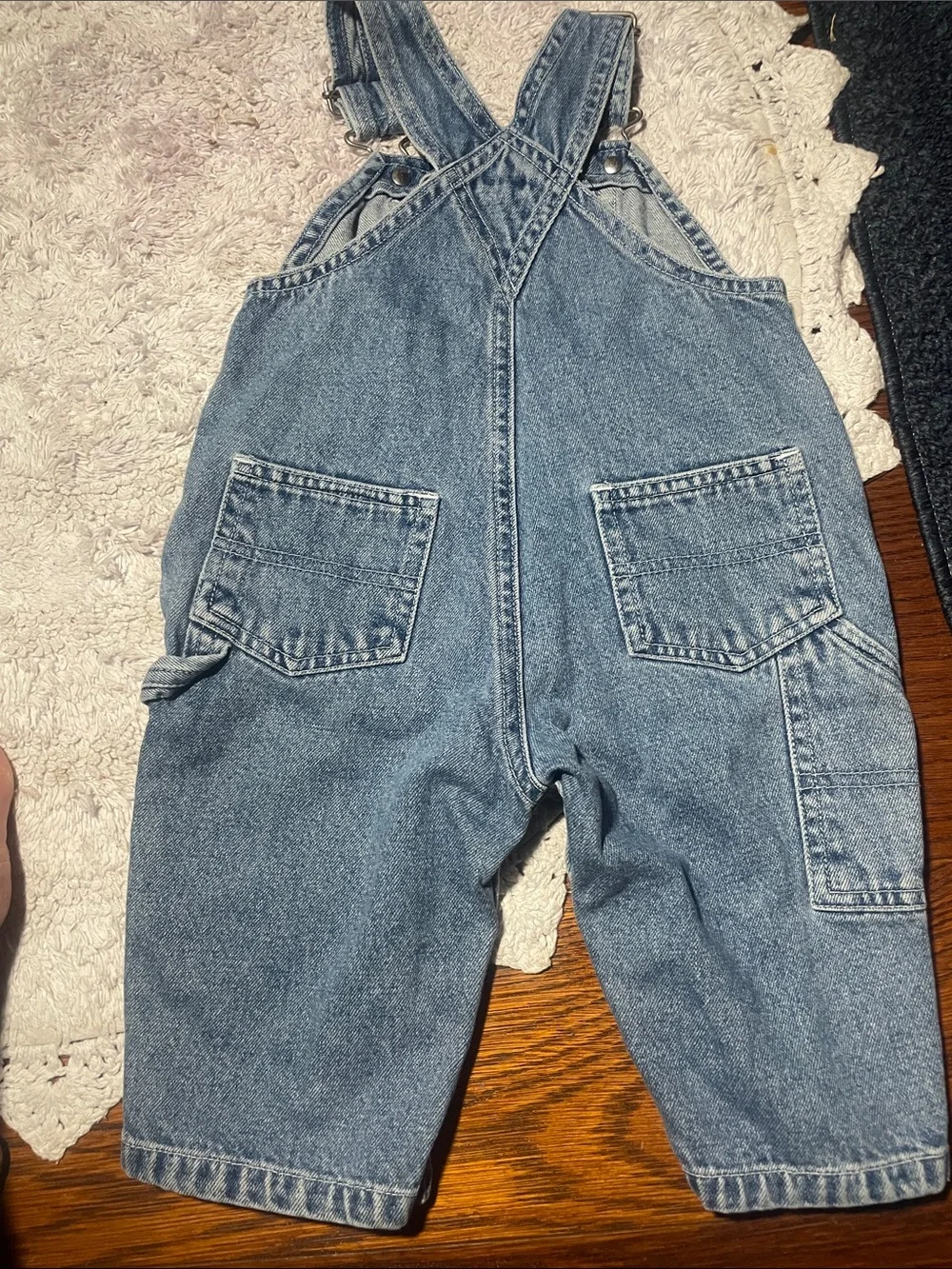 Old Navy Baby Light Blue Denim Overalls with Brass Hardware